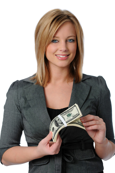 Woman Holding Money - Фото, зображення