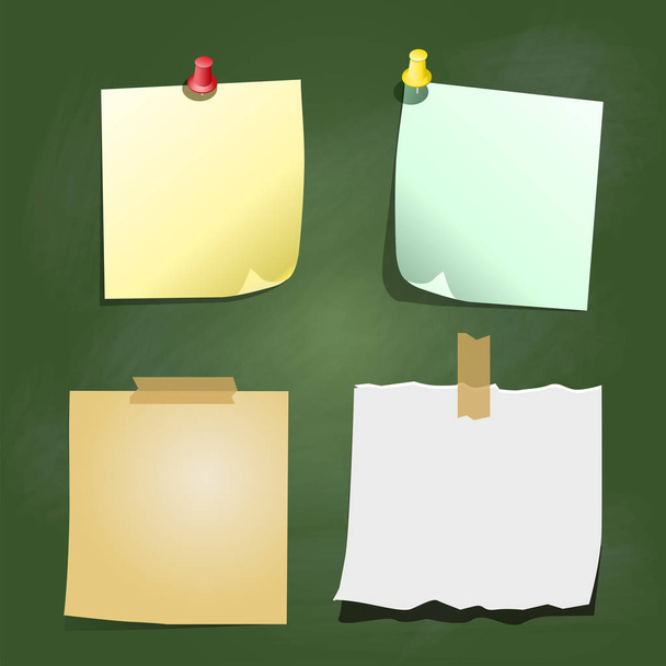 Paper Note on Green board -Vector illustration - Вектор, зображення