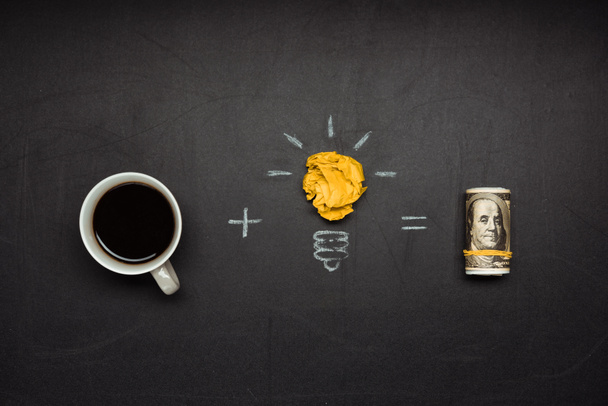 light bulb symbol and coffee cup - Photo, Image