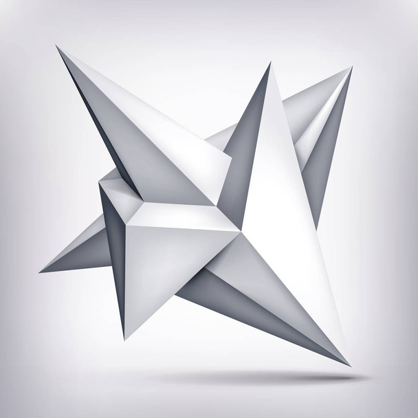 Volume geometric shape, 3d levitation crystal, creative low polygons object, vector design origami form - Wektor, obraz