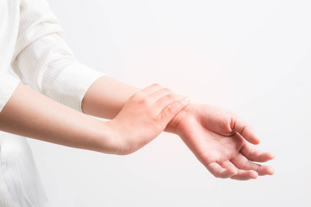 Asian woman wrist pain,office syndrome concept - Photo, image