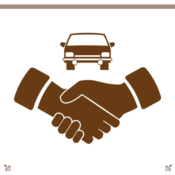 uścisk dłoni i samochód ikona - Wektor, obraz