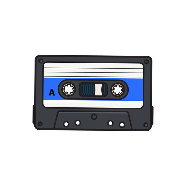Old fashioned audio cassette, tape from 90s, isolated vector illustration - Διάνυσμα, εικόνα