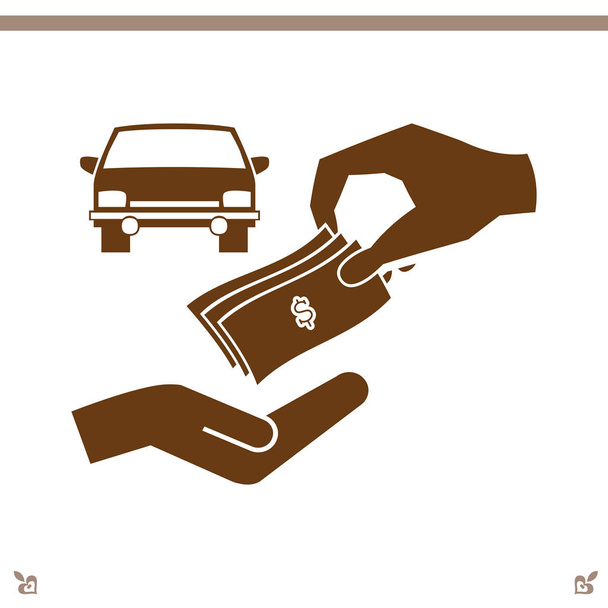 ícone de dinheiro e carro
 - Vetor, Imagem