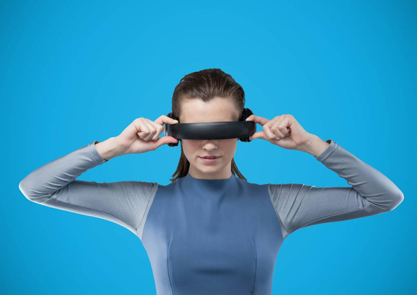 Woman in virtual reality headset - Foto, imagen