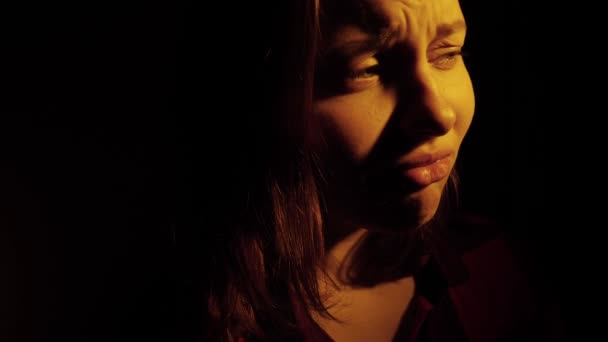 Sad teen girl thinking of something. 4K - Felvétel, videó