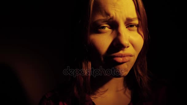 Sad teen girl thinking of something. 4K - Metraje, vídeo