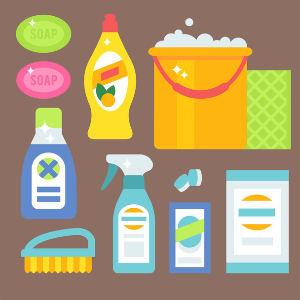 Bottiglia detergente pulizia prodotti chimici pulizia prodotti pulizia attrezzature lavaggio liquido piatto vettoriale illustrazione
. - Vettoriali, immagini