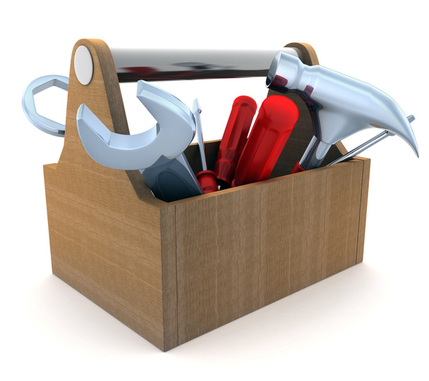 herramientas y caja - Foto, imagen