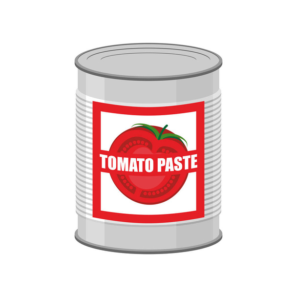 Tomato paste tin can. Canned food with tomatoes - Vector, Image