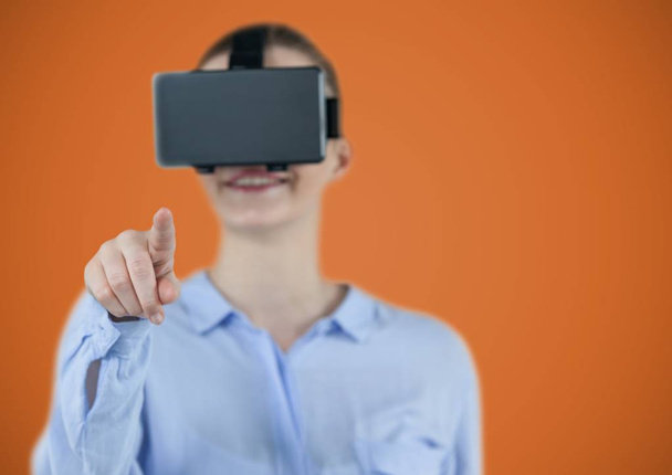 Woman in virtual reality headset  - Foto, afbeelding