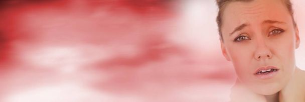 Portraiture of frustrated woman and blurry red transition - Foto, imagen