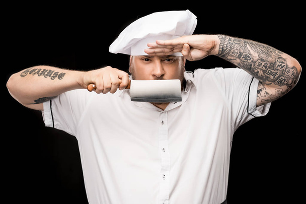 Professional chef with knives  - Фото, зображення