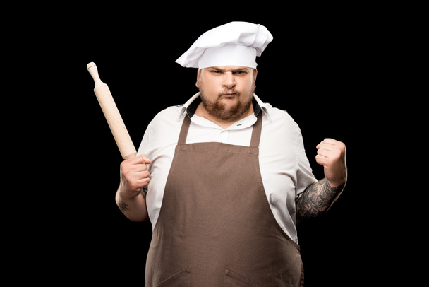 Chef holding rolling pin  - Zdjęcie, obraz
