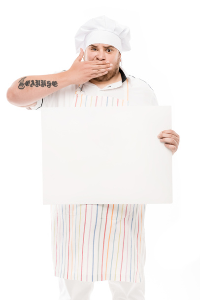 chef holding blank banner - Foto, Imagen