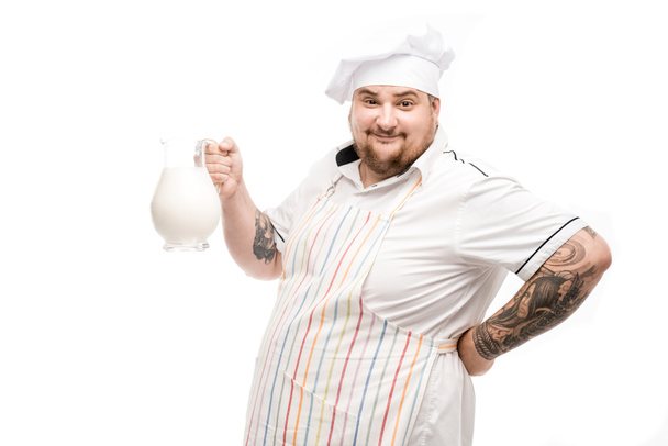 2 chef sosteniendo frasco de leche
 - Foto, Imagen