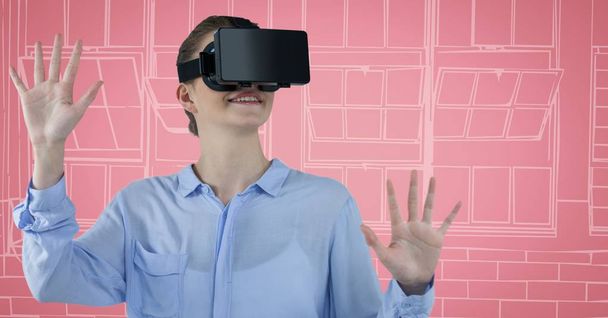 Business woman in virtual reality headset - Foto, afbeelding