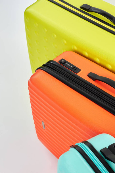 Stylish suitcases close up. - Photo, Image
