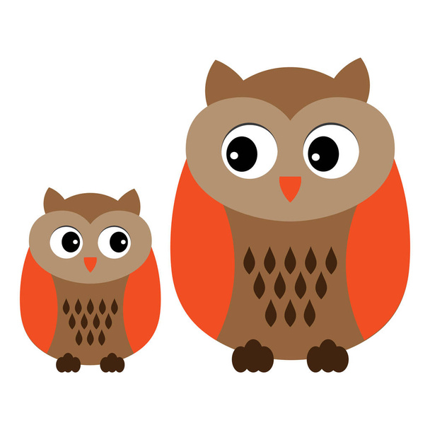 Vector Cute Cartoon Owls. Owls clipart. Baby Owl Vector Illustration.   - Wektor, obraz