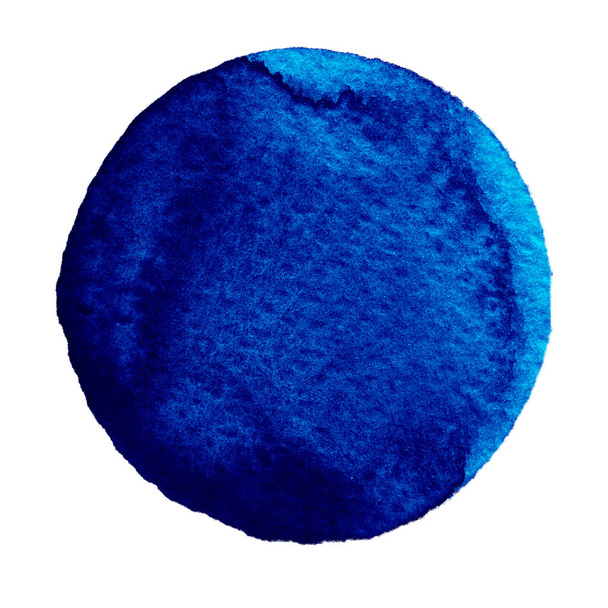 Watercolor blue circle on white background - Foto, afbeelding