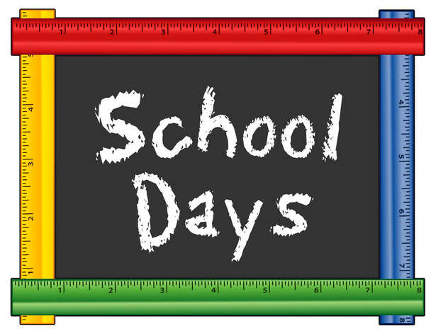 School Days, Ruler Chalkboard Frame - Vetor, Imagem
