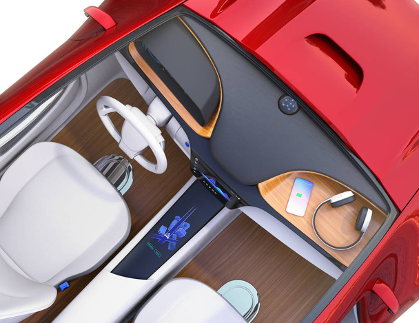 Top view of electric car interior - Photo, Image