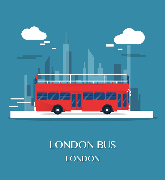 London bus at museum in English illustration design - Vector, Image