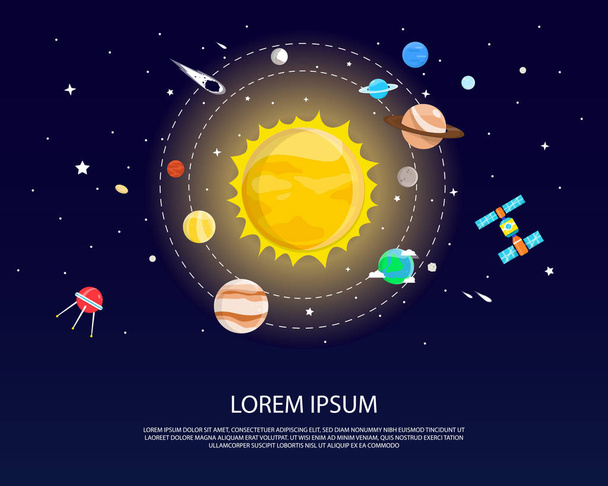 Güneş sistemi ve gezegen illüstrasyon ve grafik tasarım - Vektör, Görsel