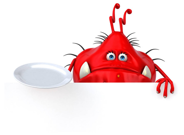 Fun cartoon character with plate - Φωτογραφία, εικόνα