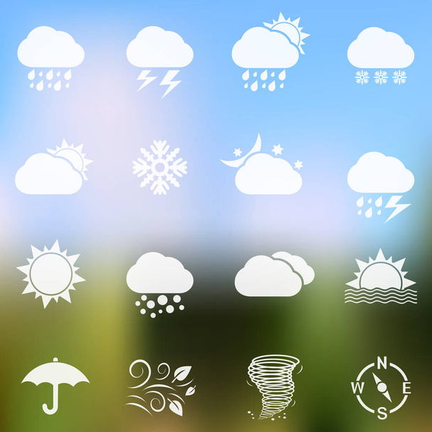 Weather icons on blurred background - Vecteur, image