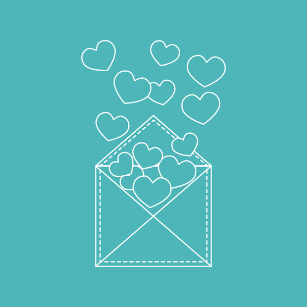 Cute vector illustration of postal envelope with hearts. - Vektori, kuva