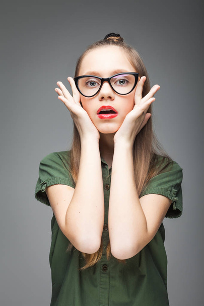 girl with black glasses - Photo, Image