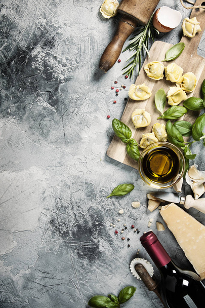 Italian food background. Slate background with space for text - Photo, image
