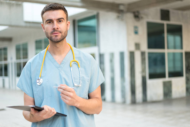 male nurse with stethoscope  - 写真・画像