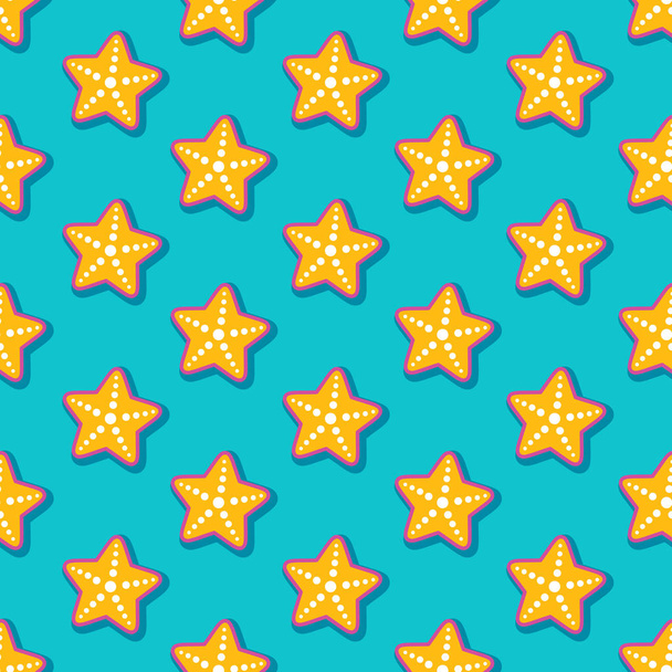 Summer vector seamless pattern with starfish - Vector, Image