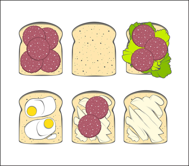 Toasts, color set. - Vector, Image