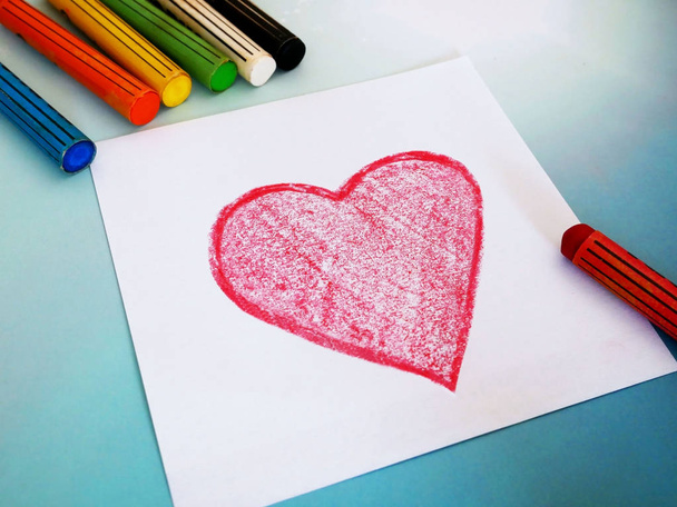 pastelka nakreslené srdce pozadí  - Fotografie, Obrázek