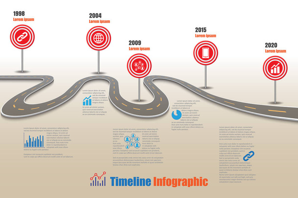 Road map Timeline Infographic, Vector Illustration - Vektor, obrázek