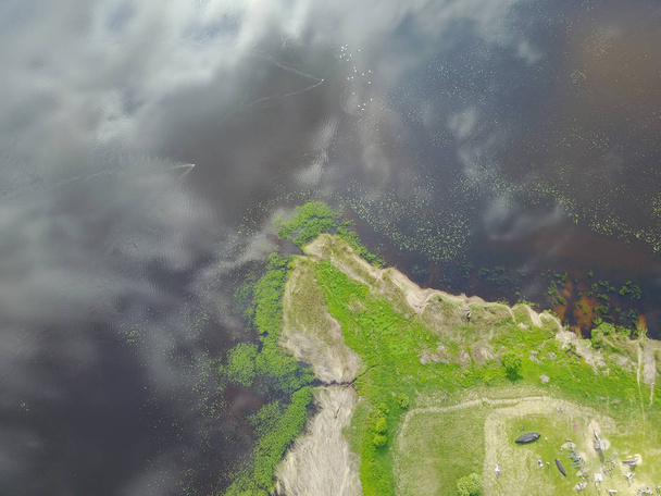 Riga lake Aerial drone top view Latvia - Foto, Imagem