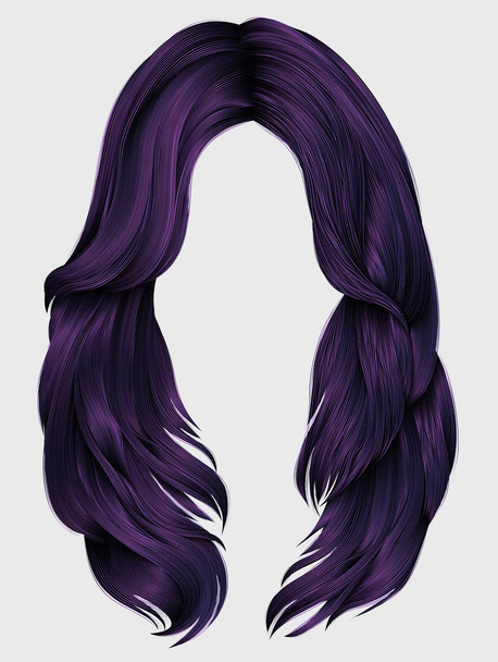 trendy woman long hairs purple colors .  beauty fashion .  reali - Vector, Image