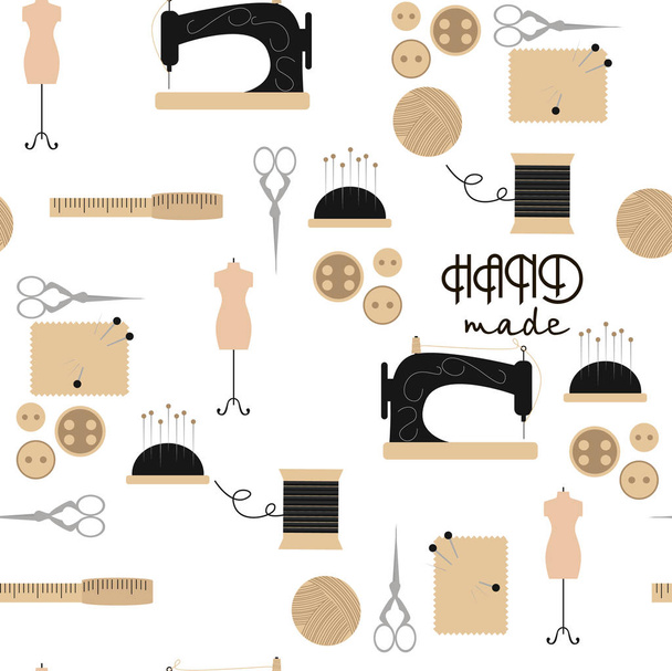 Sewing seamless pattern - Vector, Image