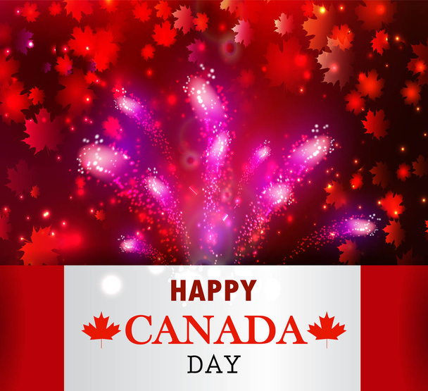 Πυροτεχνήματα και τη σημαία του Καναδά - Διάνυσμα, εικόνα