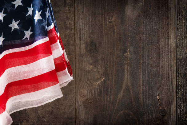 United States flag on wooden background - Fotoğraf, Görsel