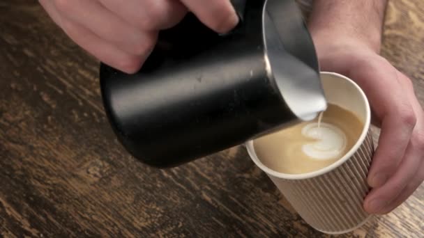 Hands of man, latte art. - Footage, Video