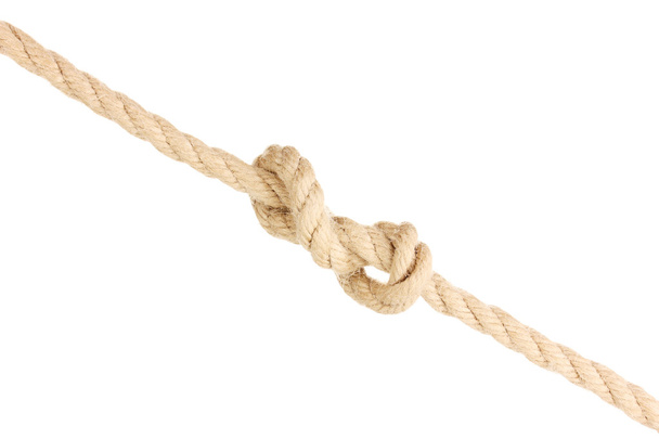 Seil mit Knoten isoliert auf weiß - Foto, Bild
