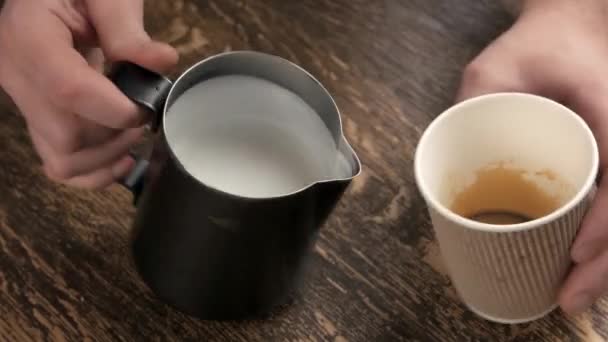 Hands making latte art flower. - Footage, Video