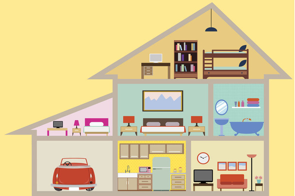 House inside with rooms vector - Vector, Image