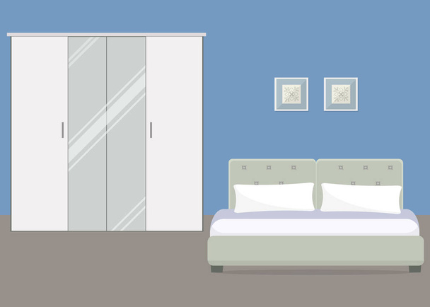 Dormitorio en un color azul
 - Vector, imagen