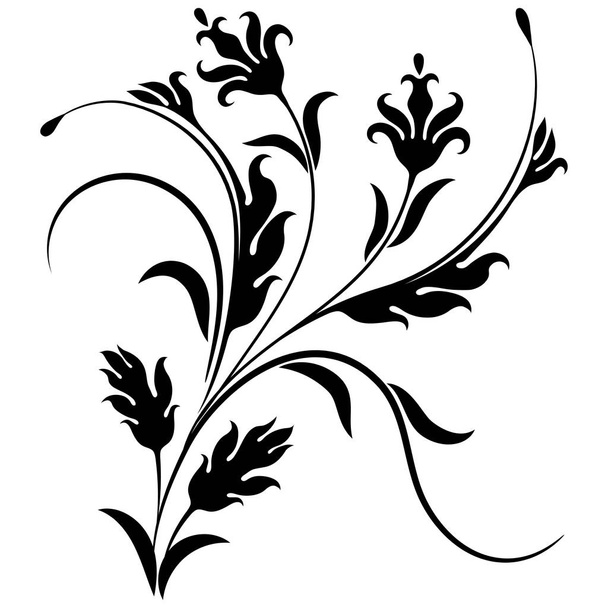 Декоративный цветочный орнамент для трафарета
 - Вектор,изображение