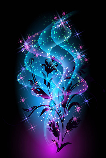 Floral ornament with glowing smoke - Vector, Imagen